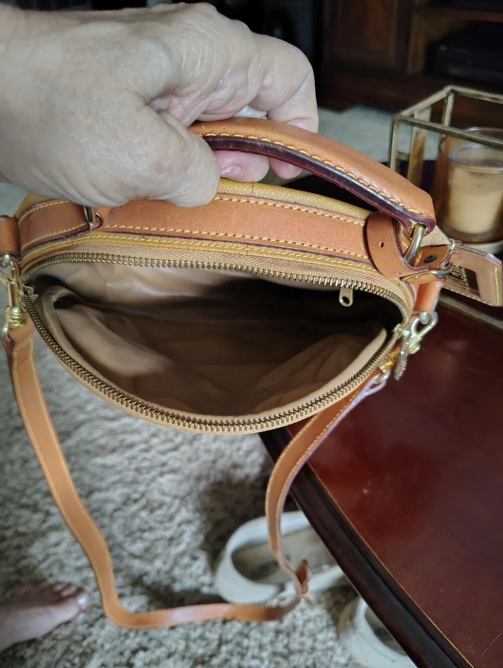 Alviero Martini Tan-Brown Map Print Messenger Bag